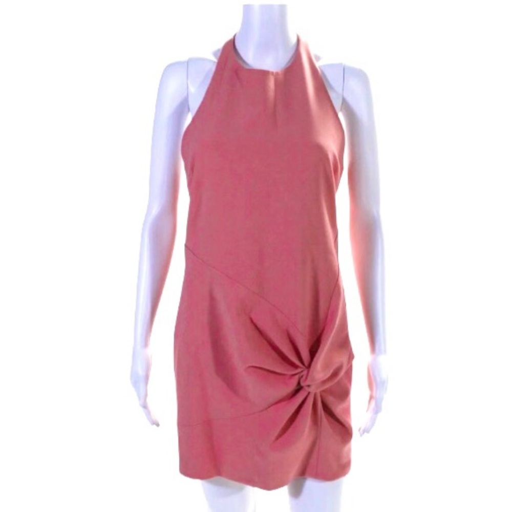 Cinq A Sept Mila Dress Size 12 Coral Pink Twisted Knotted Mini